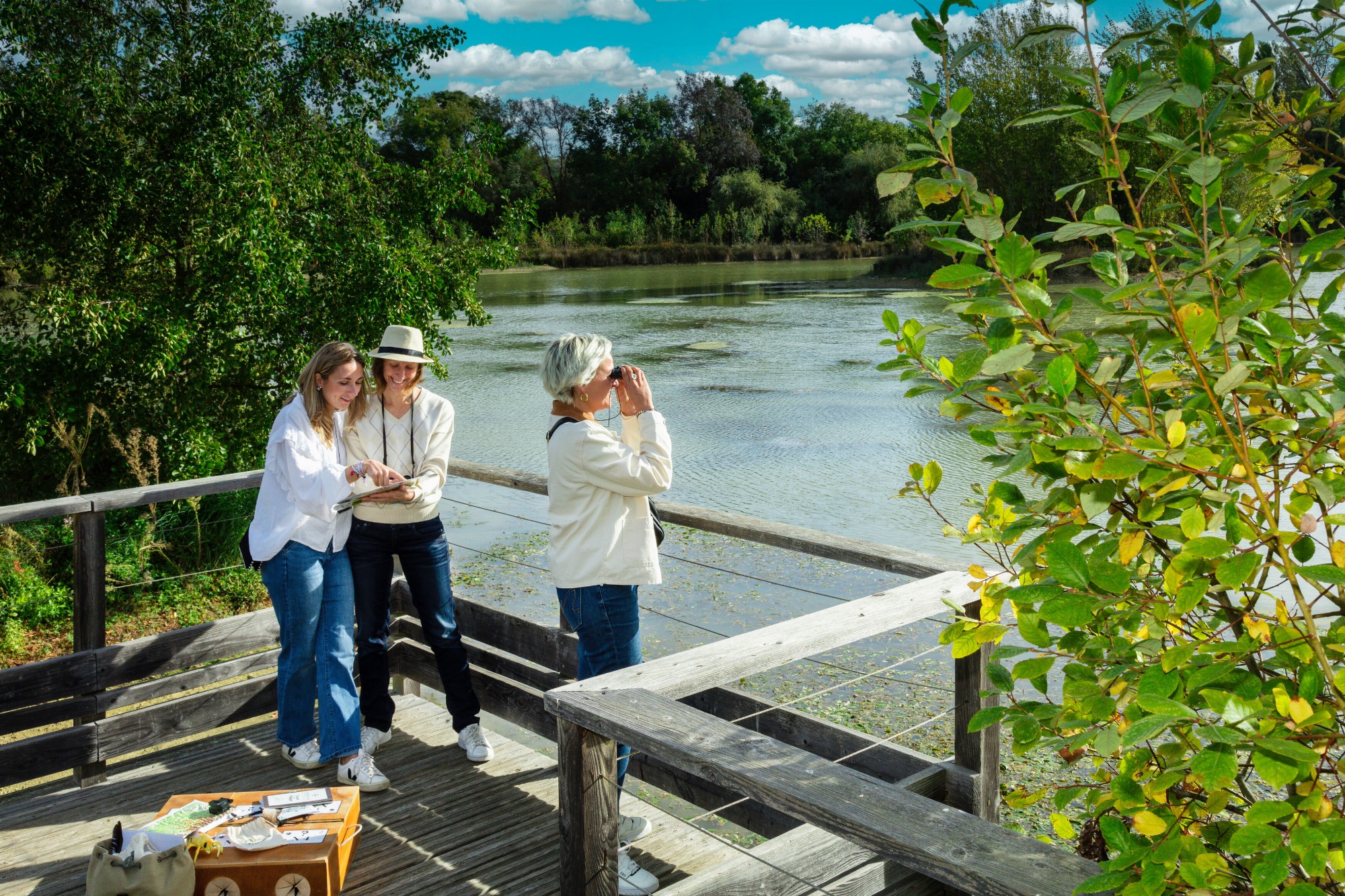 Sur les pontons de l'étang