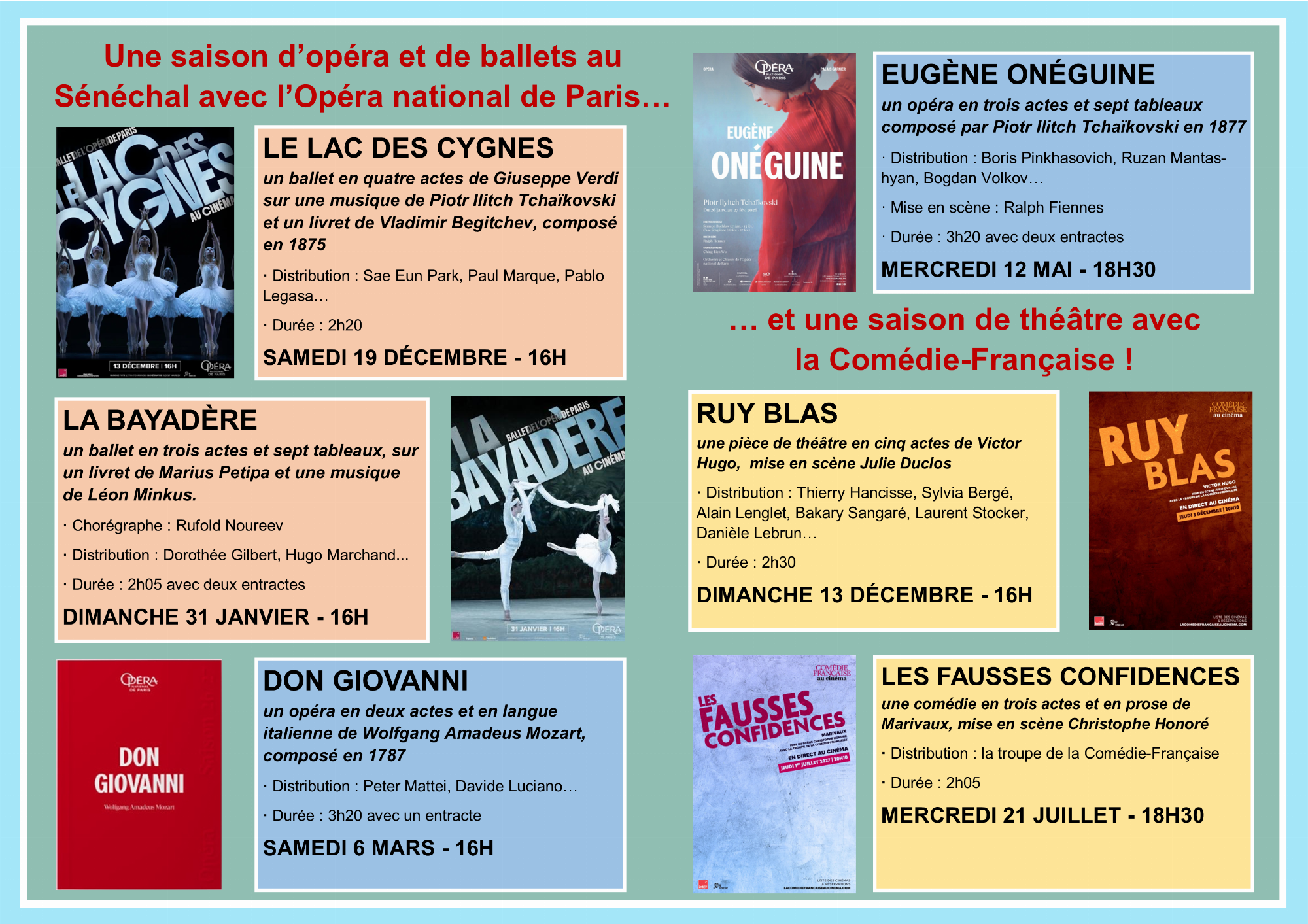 Pase para 4 óperas y ballets, cine Le Sénéchal_Lectoure