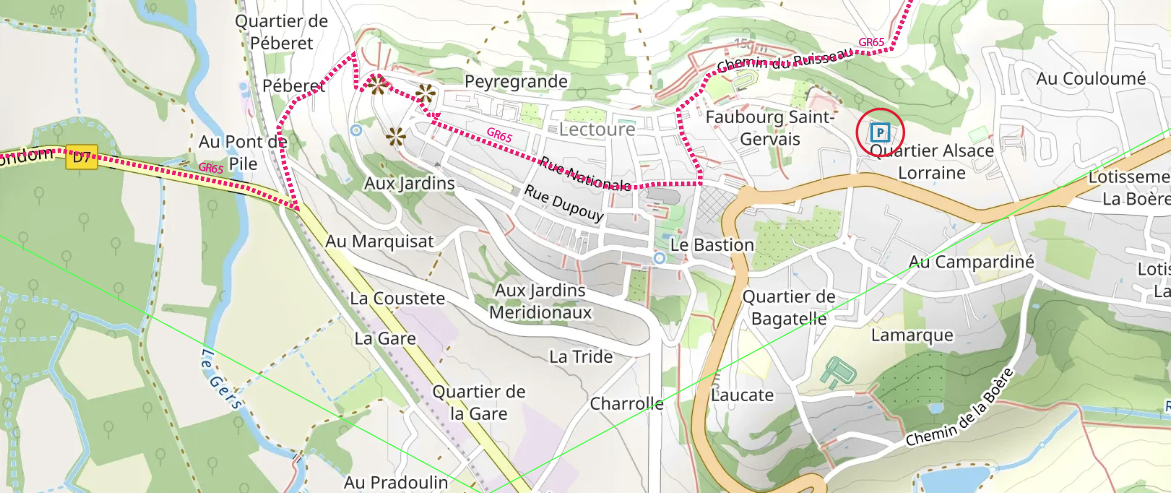 Plan parking pelerins Lectoure